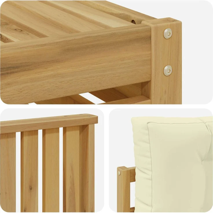 vidaXL Outdoor-Sofagarnitur 9 stk. 7-Sitzer Weiß und Creme 3391000 – Bild 7