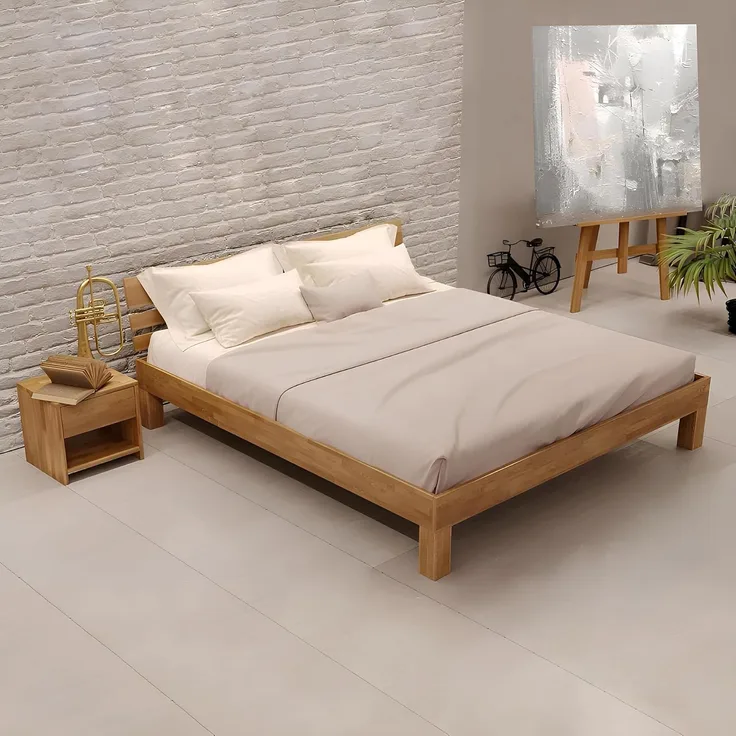 Krok Wood Massivholzbett Julia mit Kopfteil in Eiche (90x200 cm)