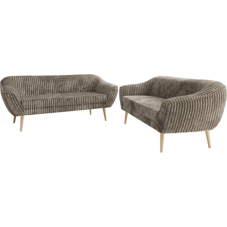 Wohnzimmerset Möbelset PIRS 3-3, Armlehnen, Wellenfederung, Buche Füße, Dreisitzer Sofa, Polstermöbel Set - Hellgrau Velvet – Bild 7