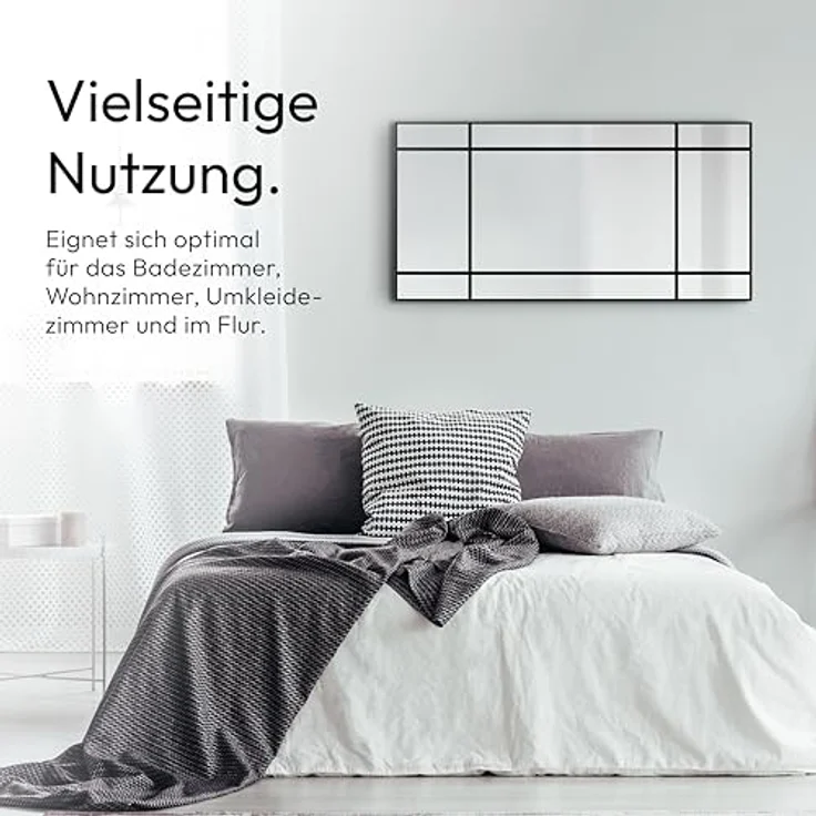 Talos Wandspiegel Black Square 60x120 cm, Eckiger Dekospiegel mit mattem schwarzen Aluminiumrahmen, für Badezimmer und Wohnräume geeignet – Bild 5