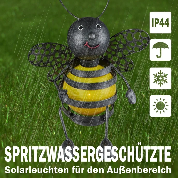 Solarleuchte Garten Biene 2er Set Deko Solarlampe Außen Außenleuchte Solar – Bild 3