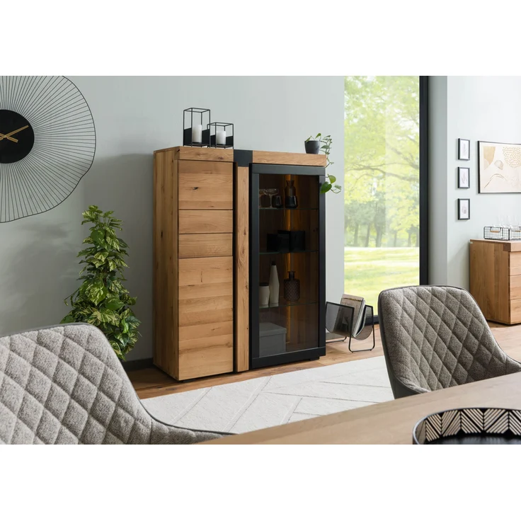 Highboard Eiche 110x45x144 natur geölt ROTTERDAM #100 – Bild 3