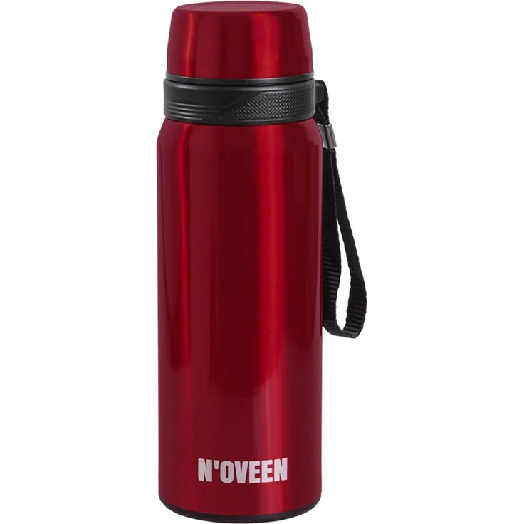 NOVEEN Transparent Edelstahl Thermoskanne | 700 ml, Rot