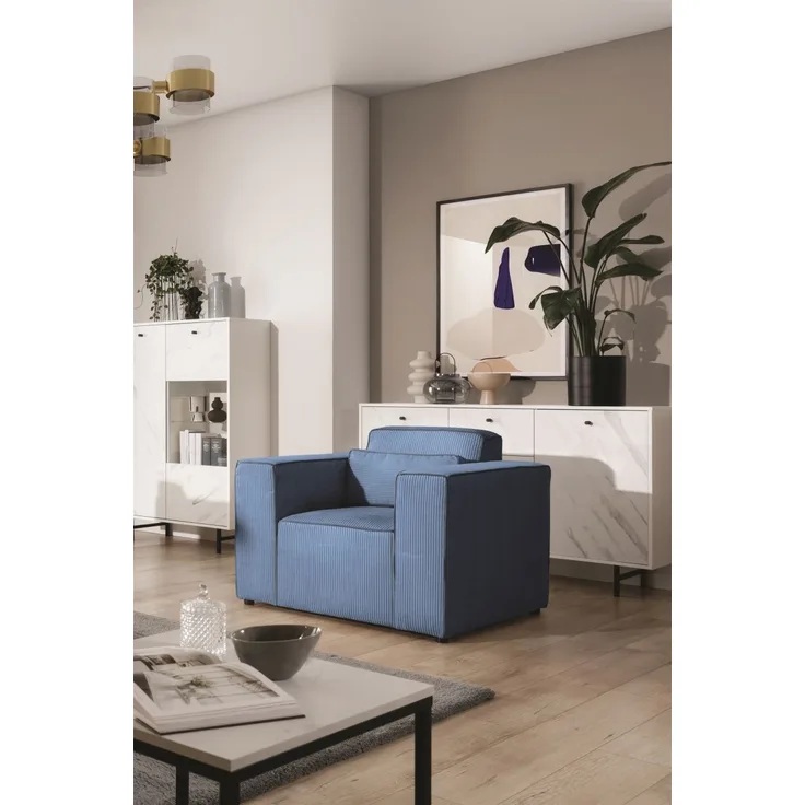 Sessel Designersessel WALDO in Stoff Poso Blau