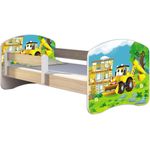 Kinderbett Jugendbett mit einer Schublade und Matratze Sonoma mit Rausfallschutz Lattenrost ACMA II 140x70 160x80 180x80 (20 Bagger, 140x70)