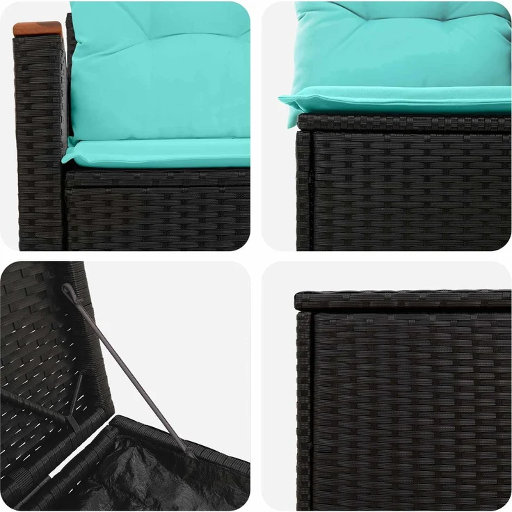 vidaXL Sofa Set 5 stk. Schwarz und Blau Polyrattan und Stahl 3447933 – Bild 7