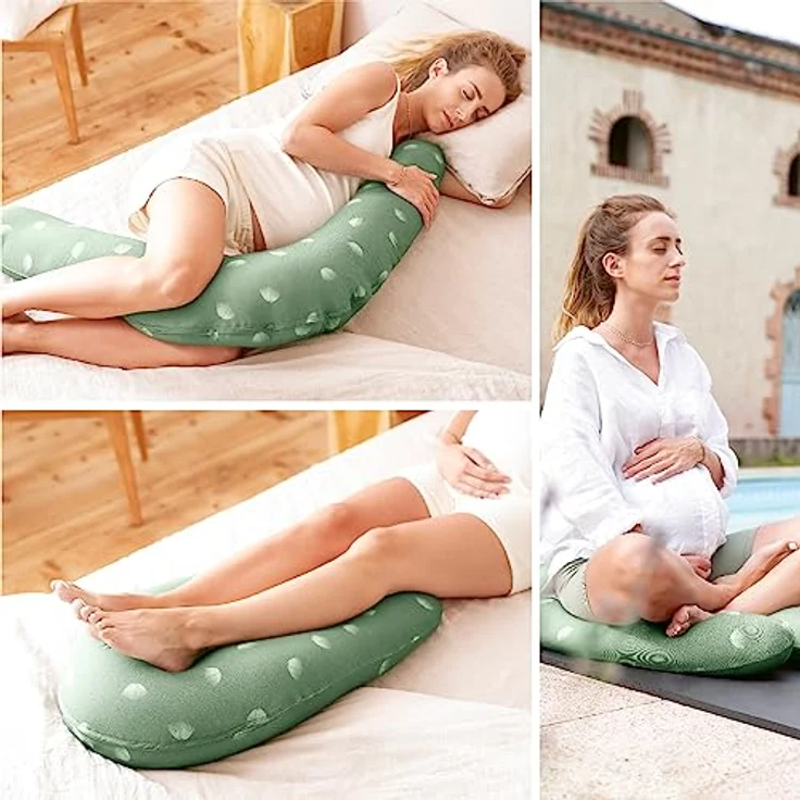 Babymoov Stillkissen 2 in 1 B-Love, Mikroperlen-Füllung mit 2 Organic-Bezügen, Wind Green – Bild 4