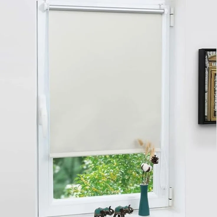 Grandekor Verdunklungsrollo ohne Bohren Creme 60x170 cm(Stoffbreite 56cm) Rollos für Fenster ohne Bohren & mit Bohren,Verdunkelungsrollo Thermorollo Klemmrollo Fensterrollo verdunkelung Hitzeschutz – Bild 1