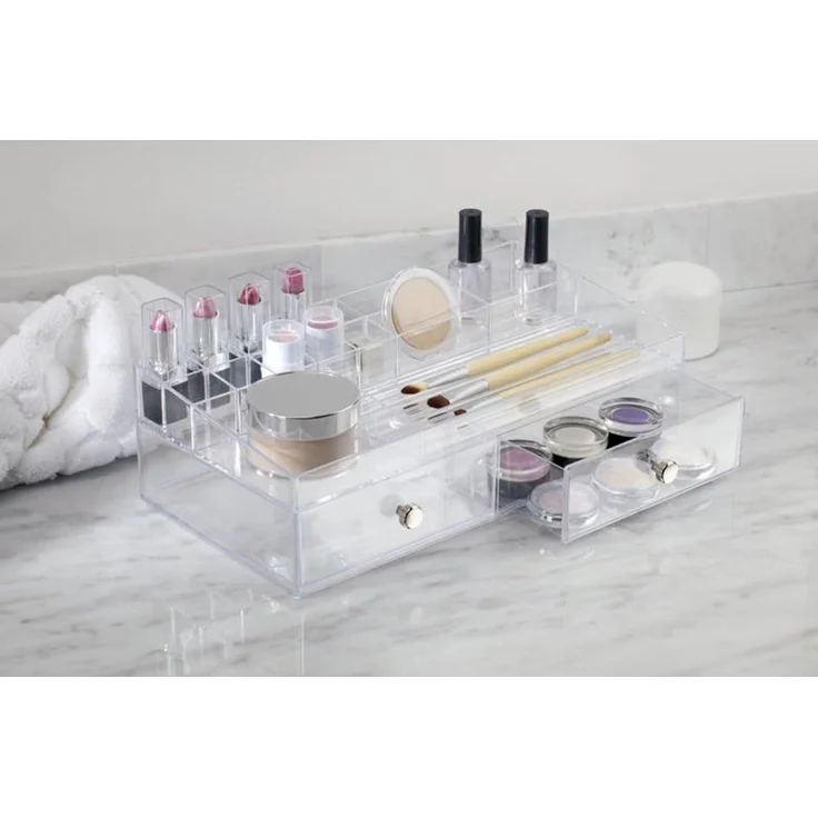 Schminkaufbewahrung Kosmetik Organizer 2 Schubladen mDesign transparent – Bild 3