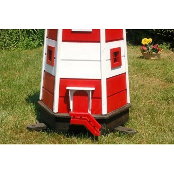 XXL Premium Holz-Leuchtturm 140 cm mit Solar LED Beleuchtung, rot/weiss, 1,4m – Bild 2