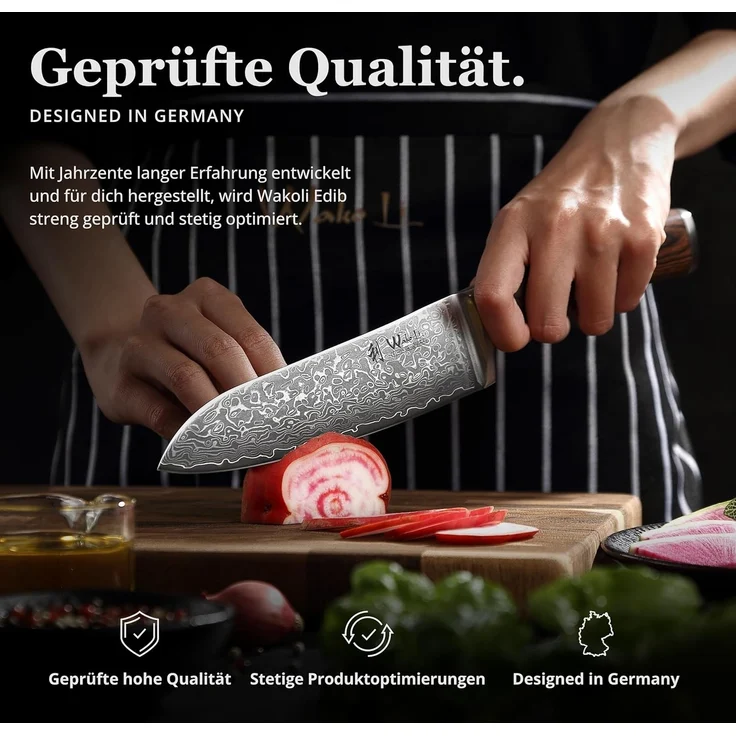 Wakoli Santokumesser EDIB Sakura Damast Santoku Messer Küchenmesser 17 cm Klinge, aus 67 Lagen Damaststahl, VG-10 Kern – Bild 5