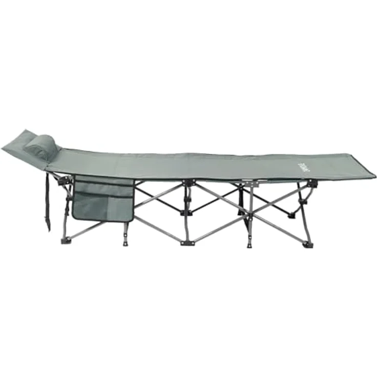 24Move Regal Feldbett, Gartenliege, Campingbett bis 150 kg, klappbar, zelten, grau, wasserabweisend, inkl. Seitentasche – Bild 8
