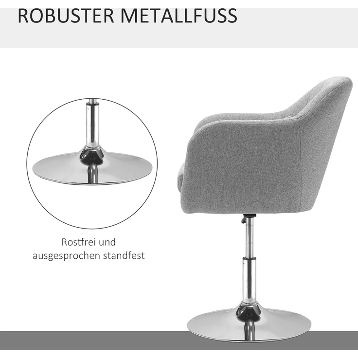 HOMCOM Relaxsessel höhenverstellbarer Bürostuhl (Drehhocker, 1-St, Arbeitshocker mit Lendenwirbelstütze), Stahl, Grau, 60 x 60 x 79-91 cm – Bild 7
