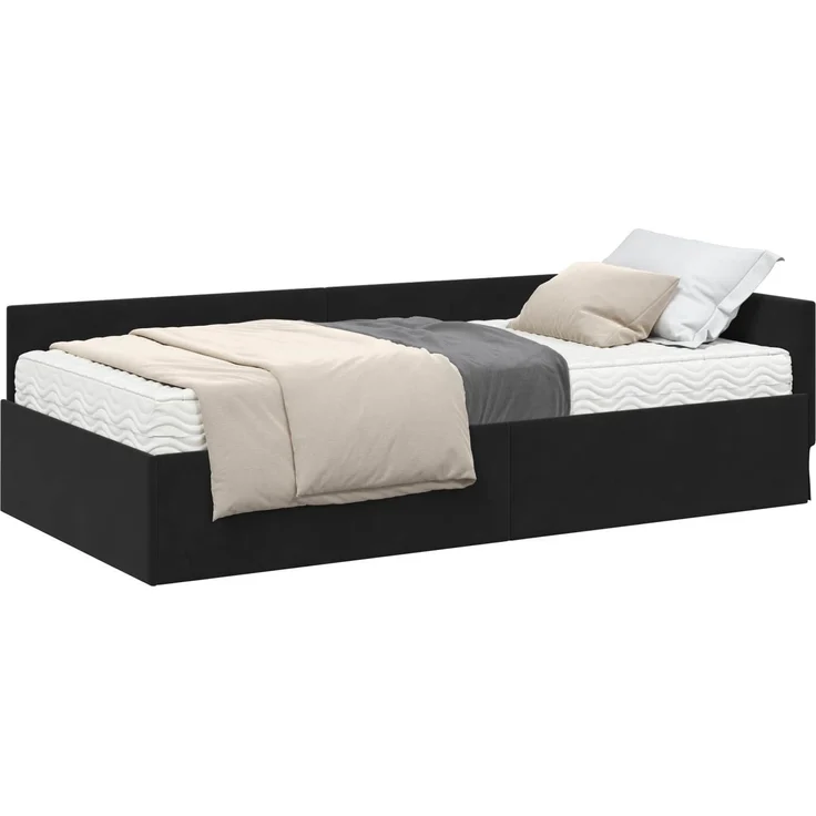 vidaXL Eckbettgestell mit Matratze Sonstiges 2 pcs Schwarz Samt 3393649 – Bild 2