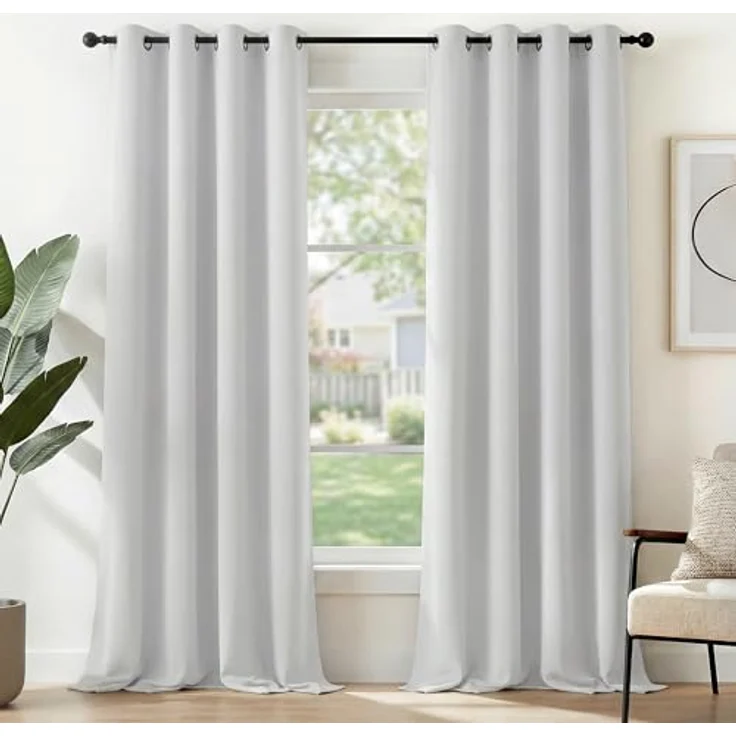 Deconovo Gardinen Blickdicht mit Ösen Thermovorhang Wohnzimmer Silber Grau | 2er Set, H270 x B140 cm, Gardinen Abdunkelnd, für Wohnzimmer Schlafzimmer Guten Schlaf, Kälteschutz, Sichtschutz, UV-Schutz – Bild 1