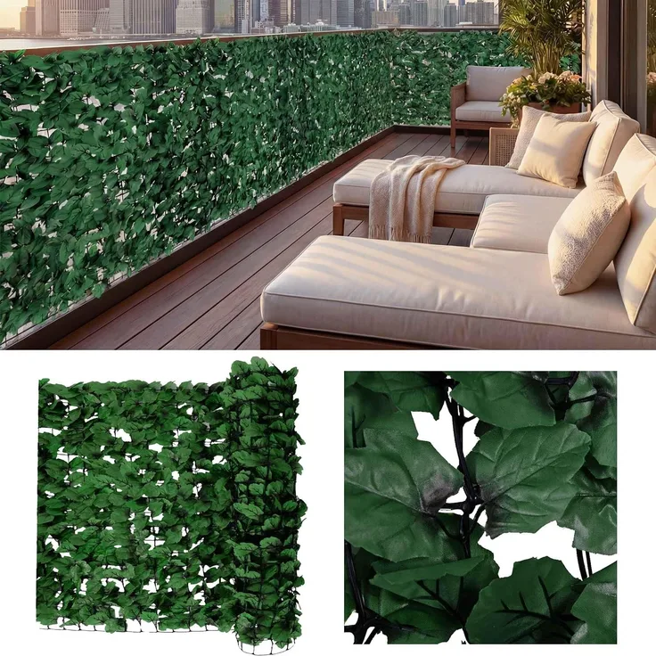 Balkonsichtschutz N77, Sichtschutz Windschutz Verkleidung für Balkon Terrasse Zaun ~ 500x150cm Blatt dunkel
