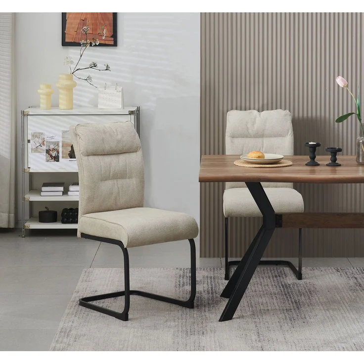 Schwinger-Stuhl 2er Set Rom Stühle in Creme - gemütliches Design - B/H/T: 47x94x61 cm – Bild 2