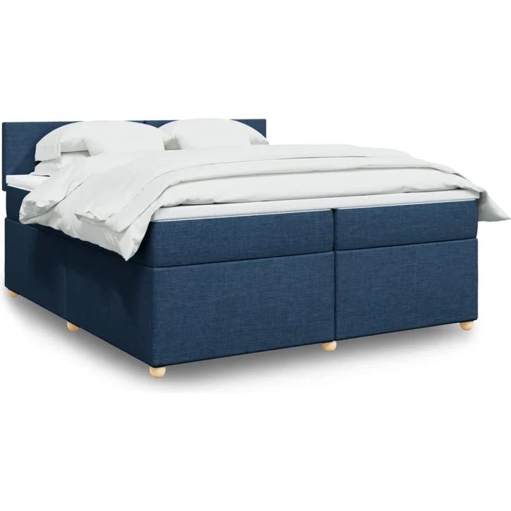 vidaXL Boxspringbett mit Matratze Blau 200x200 cm Stoff 3289086 – Bild 1