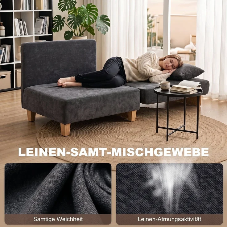 HOMCOM Schlafsessel, Polyester, Dunkelgrau, 94L x 63B x 89H cm – Bild 7