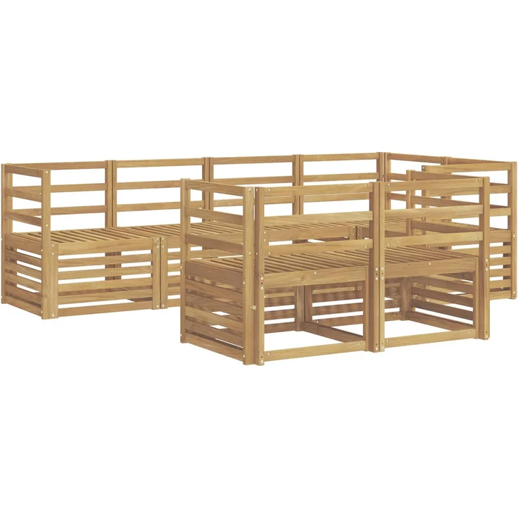 vidaXL Outdoor-Sofagarnitur 7 stk. 7-Sitzer Weiß Massivholz Akazie 3391974 – Bild 2