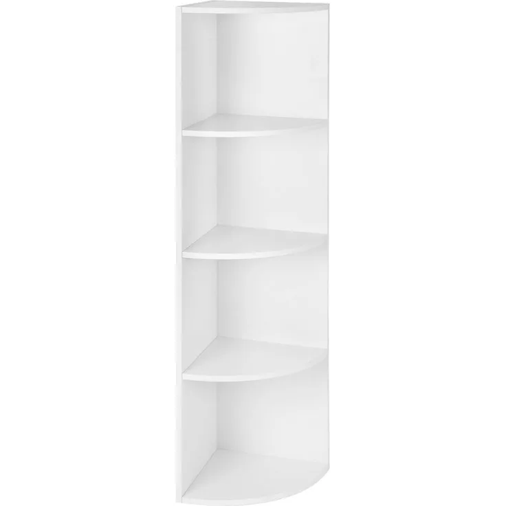 4 Ebenen Eckregal Standregal Bücherregal aus Holz für Küche Schlafzimmer Wohnzimmer Büro Weiß LBC42WT