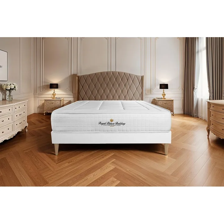 Matratze Balmoral 150x190 cm + Bettgestell mit Lattenrost, H4, Memory-Schaum, Höhe: 24 cm, Weiß