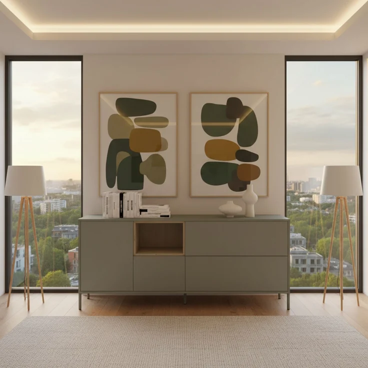 Sideboard HYGGE mit 1 Tür, 3 Schubladen, 1 offenes Fach, Salbei Grün – Bild 3
