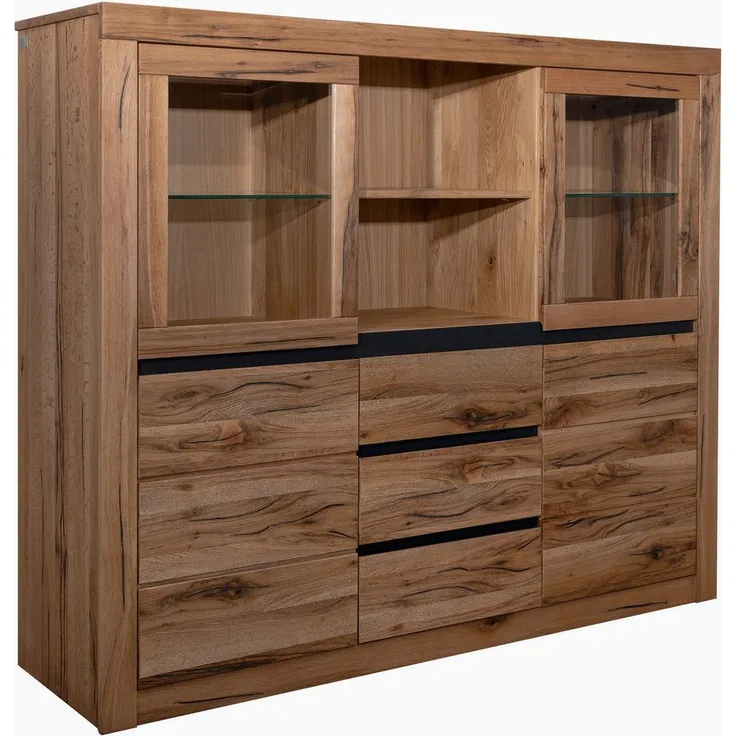 Highboard Wildeiche / Zerreiche 155x43x140 braun geölt MONTREUX #356