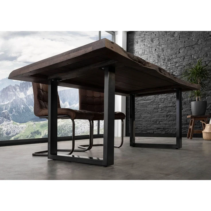 Baumtisch Akazie 200x100x77 grau lackiert / U-Beine anthrazit glänzend FREEFORM 5 – Bild 8
