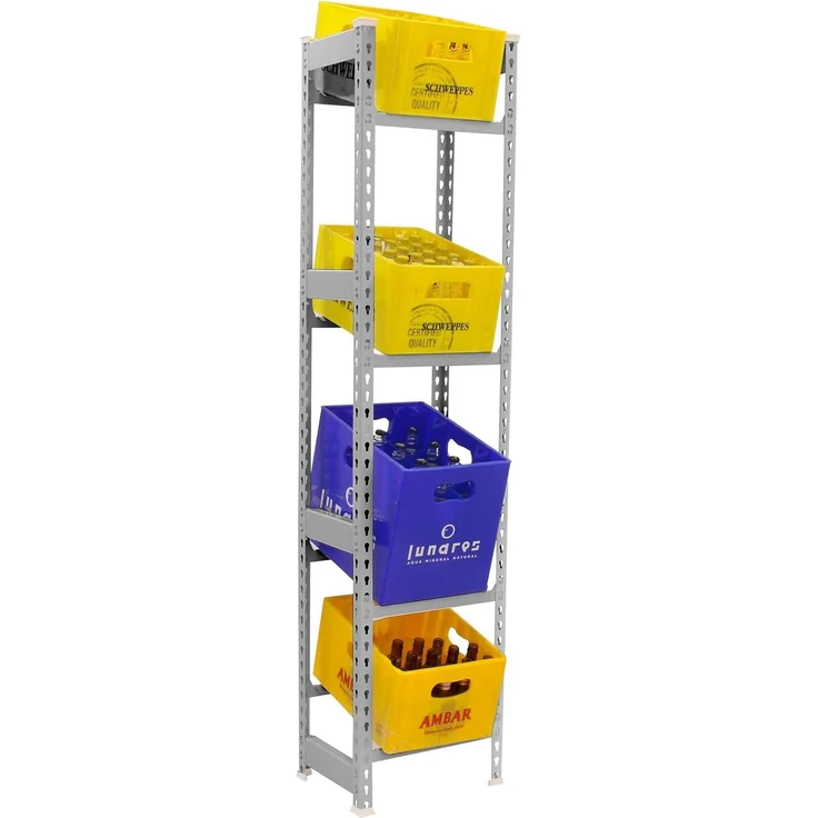 Simonrack Getränkekistenregal, 9 Kästen, Flaschenregal, Getränkekistenhalter, Kistenregal, Grau - Simonbottle – Bild 1