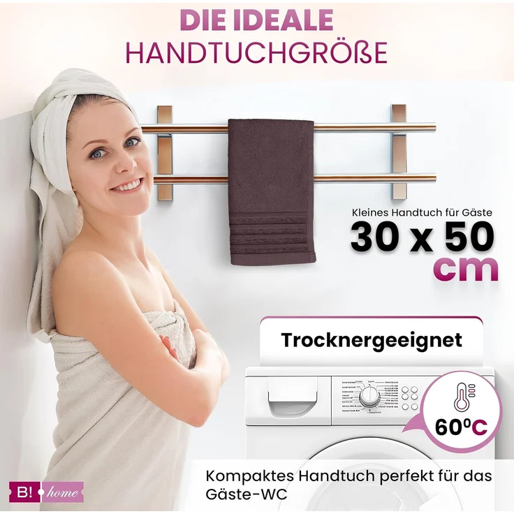 B!HOME Handtücher Set Saunatücher, Duschtücher, Gästehandtücher 100% Baumwolle, (Spar-Set, 4-St), flauschig saugfähig Frottee weich – Bild 6