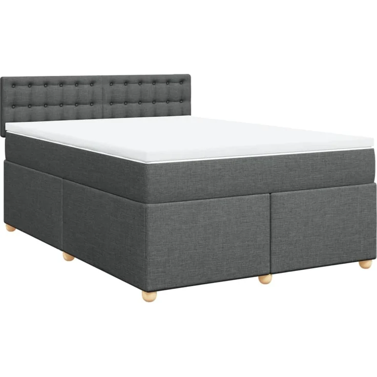 vidaXL Boxspringbett mit Matratze Dunkelgrau 140x200 cm Stoff 3289018 – Bild 3