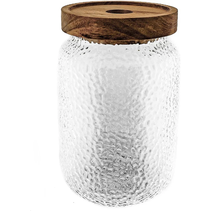 3er Set Vorratsbehälter aus Borosilikatglas mit luftdichtem Holzdeckel – Bild 2