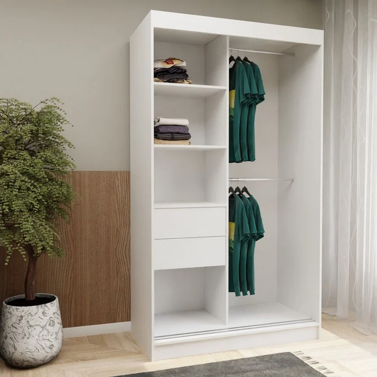 Beautysofa Schiebetürenschrank NELA II mit Spiegel, mit Lamellen, mit Schubladen – Bild 1