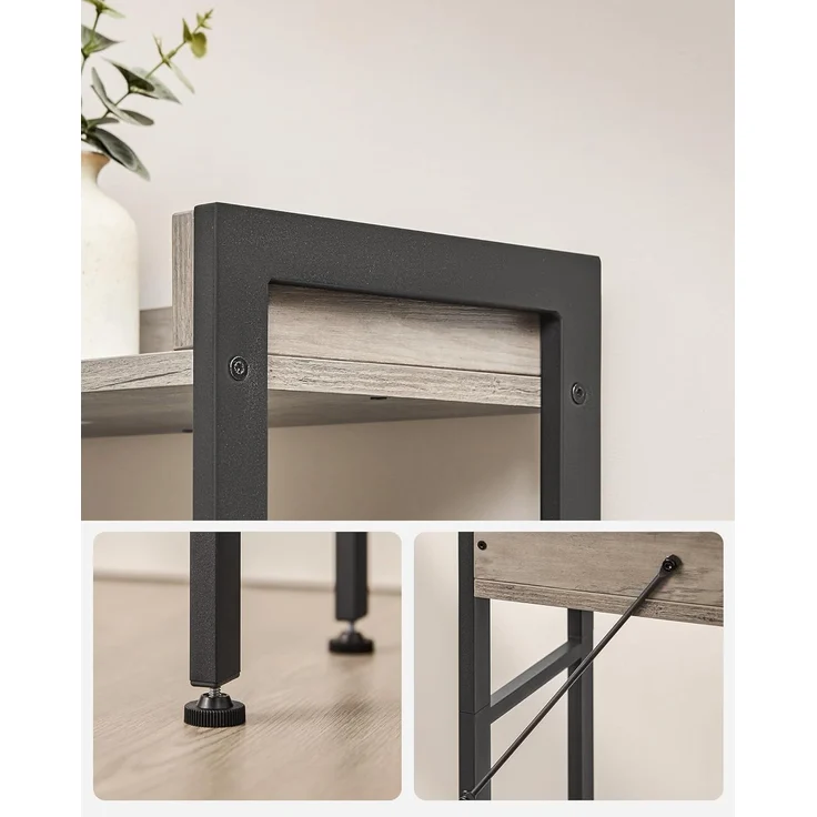 Vasagle Toilettenregal mit 3 offenen Ablagen, Holz | Stahl Greige-Schwarz, 63 x 25 x 165 cm – Bild 7