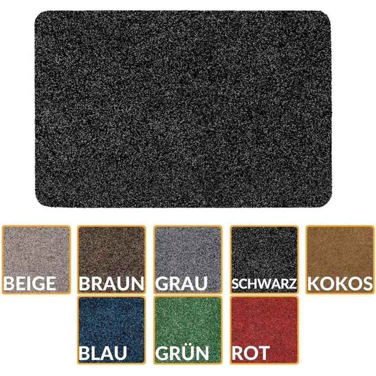 ANRO Fußmatte Türvorleger Schmutzfangmatte POET, eckig, Höhe: 5 mm, Kräuselig Größe 45x75cm – Bild 2