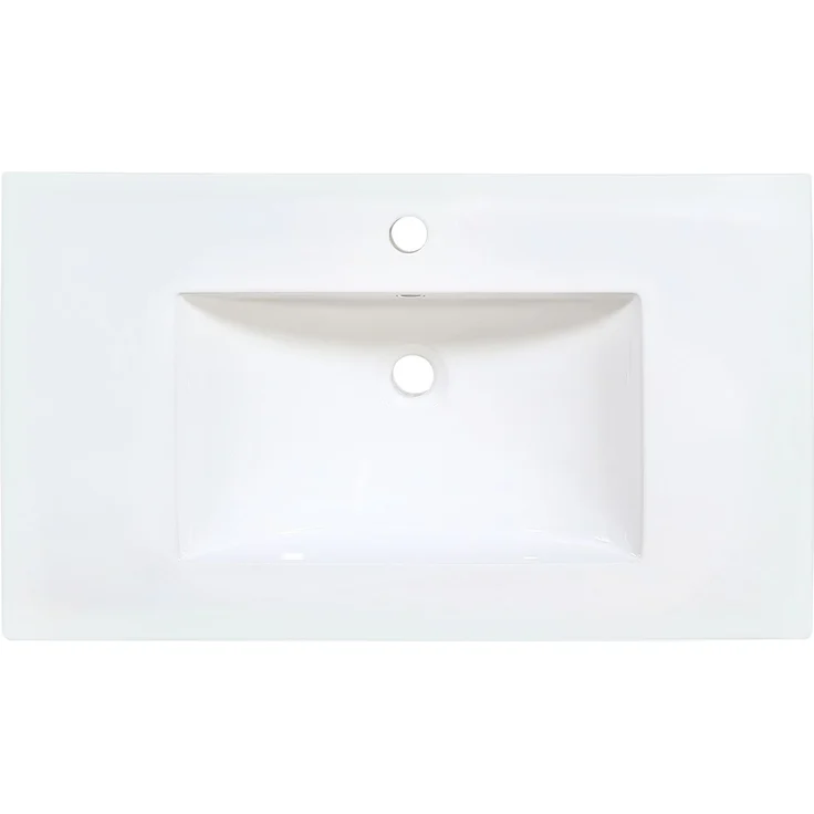 Flieks wandhängender Waschtischunterschrank, Badezimmerschrank mit Keramikwaschbecken, Schubladen & seitlichem Regal, 81 x 47 x 52 cm, weiß – Bild 9