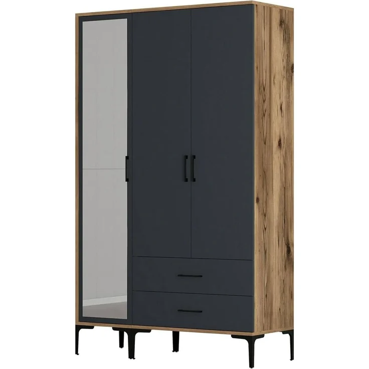 Dmora Kleiderschrank 3 Türen Shaula 120x47,5 cm Braun – Bild 9