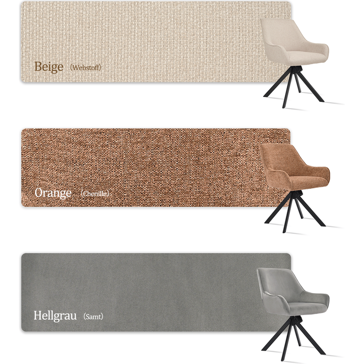 GOEURVANT 2178 Esszimmerstühle 4er-Set mit Armlehnen, 360° Drehbar, Wippfunktion, Chenille - Orange – Bild 10