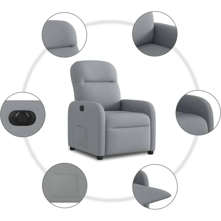 vidaXL Relaxsessel Elektrisch Hellgrau Stoff 3302952 – Bild 9