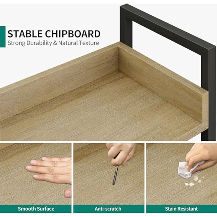 YITAHOME Bücherregal mit 5 Ebenen, hohes, schmales dünnes Holzregale, Holzregal, industrielle Aufbewahrungseinheit für Wohnzimmer, Home Office – Eichenfarbe – Bild 5