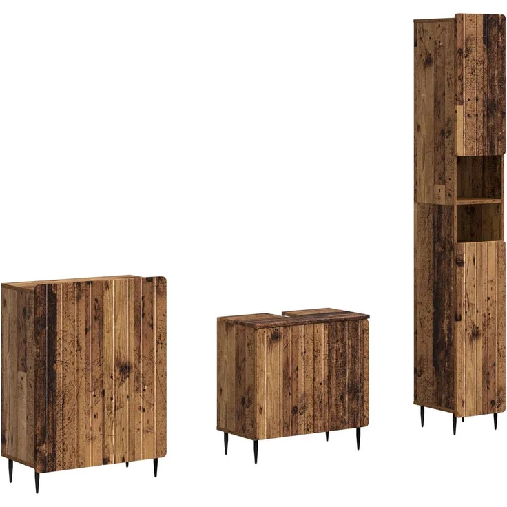 vidaXL 3-teiliges Badezimmer-Schranksystem ZWOLLE Altholz 3417439 – Bild 1