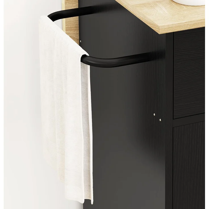 HOMCOM Kücheninsel, Spanplatte, MDF, Schwarz, 106L x 42B x 87H cm – Bild 9