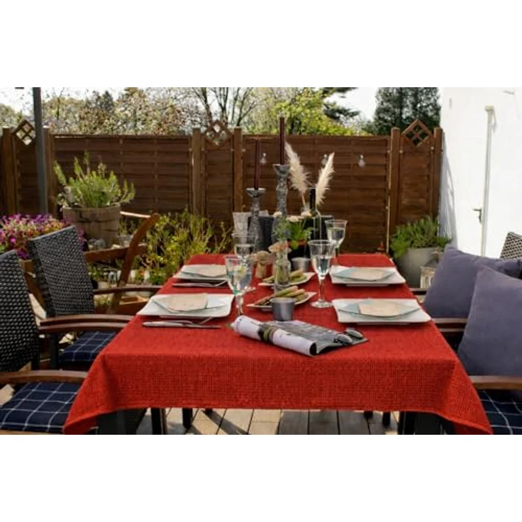 Brandsseller Gartentischdecke 130x160 cm Tischdecke mit Paspel Outdoor Tischtuch rechteckig Weichschaum für Garten, Terrasse, Balkon wetterfest rutschfest - Rot – Bild 6