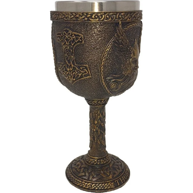 MystiCalls Becher Kelch Thor - Trinkkelch Mittelalter Nordische Gottheit, Polyresin, Dekorationsobjekt, Kelch – Bild 2