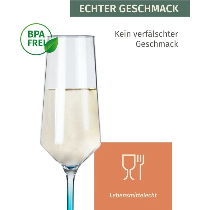 Moritz Sektglas Milano Champagnerglas blue line 2er Set Polycarbonat 280 ml bruchfest – Bild 4