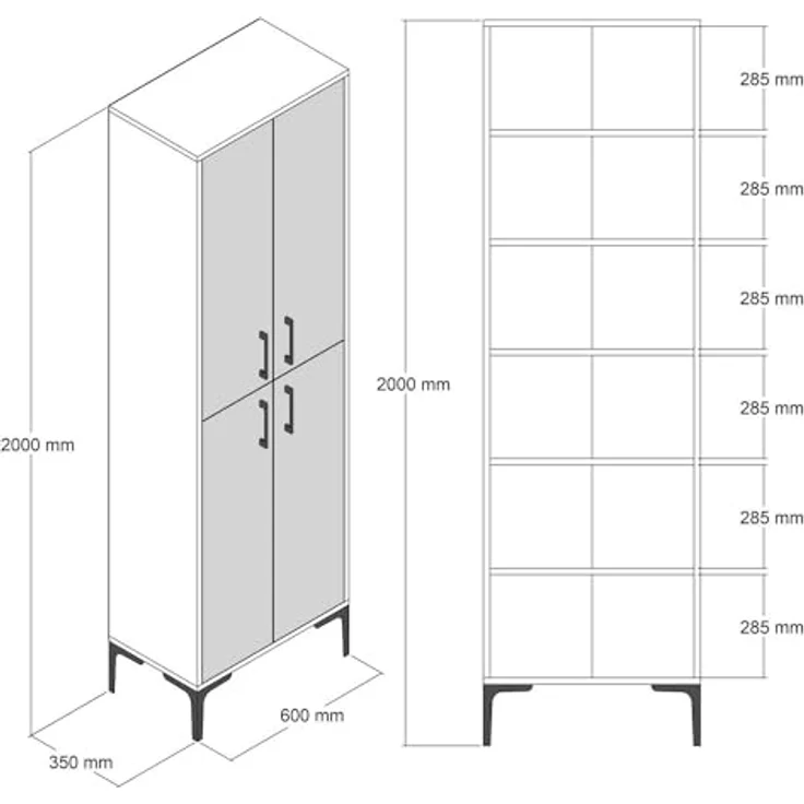 Dmora Großer Mehrzweckschrank Alphard 60x200 cm Braun 5 Böden – Bild 9