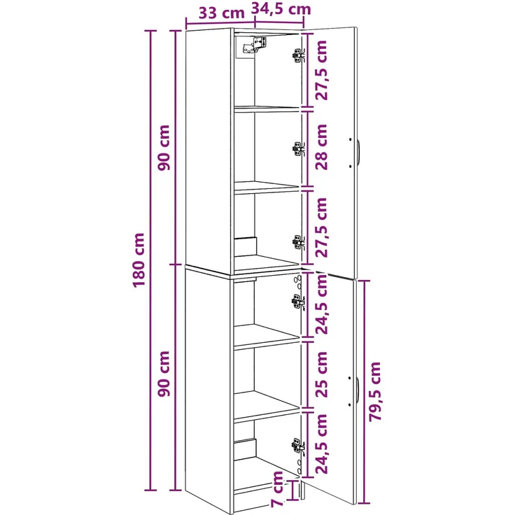 vidaXL Schrankset 2 pcs Altholz Holzwerkstoff 3416959 – Bild 8