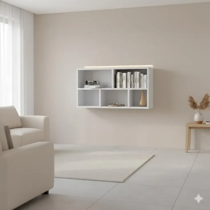 Sleepyshop24 Wandregal Weiß 80x50 cm - Modernes Hängeregal Horizontal & Vertikal montierbar - Wandboard für Bücher & Deko im Wohnzimmer, Bad, Kinderzimmer – Bild 2