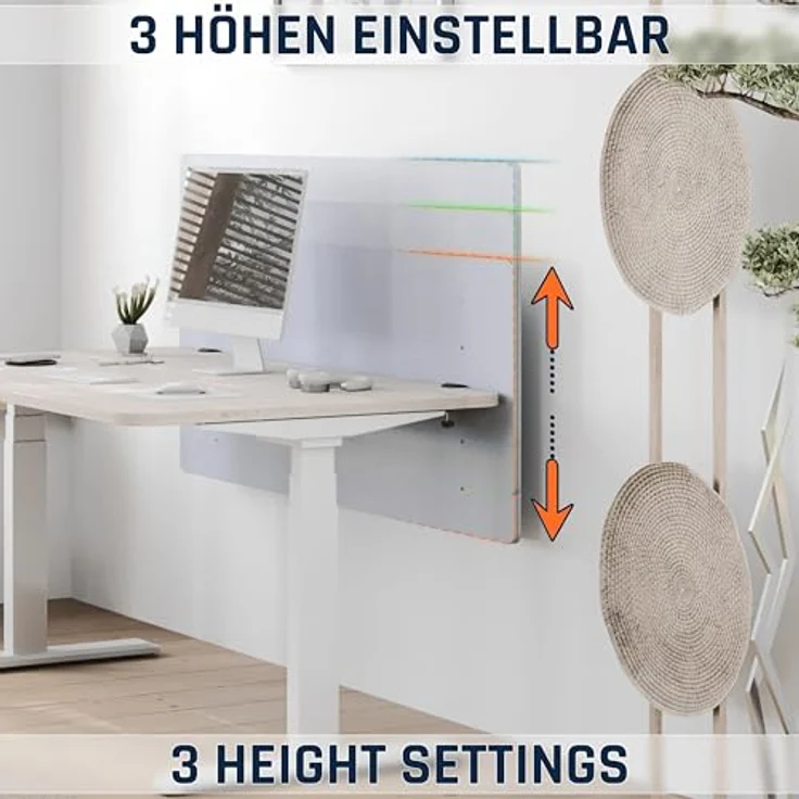 RICOO ZAP1880-G Akustik Trennwand Schreibtisch 180x80 cm Sichtschutz Schreibtisch Trennwand Filz Pinnwand Grau Geräuschdämmung Akustik Diffusor Schallschutz Büro Tischtrennwand mit Tischklemme – Bild 5